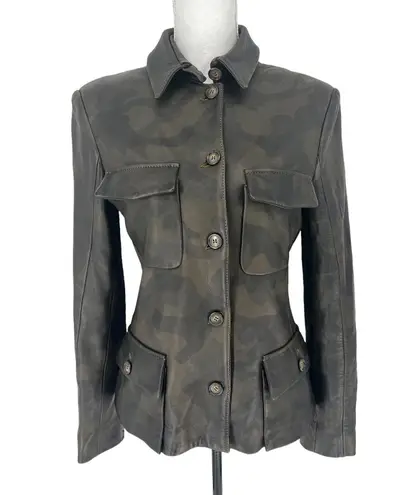 COOGI Australia Vintage Camo Leather Blazer Jacket