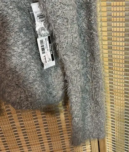 Tribal Gray and White Cozy Fuzzy Stretchy Mock Turtleneck Sweater XL New NWT