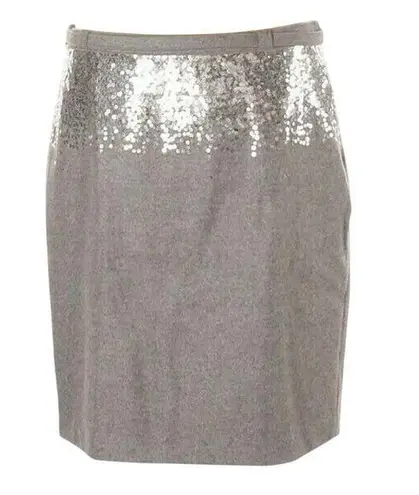 Susana Monaco Pencil Skirt Wool Blend Gray Embellished Sequins Size 8 Lined