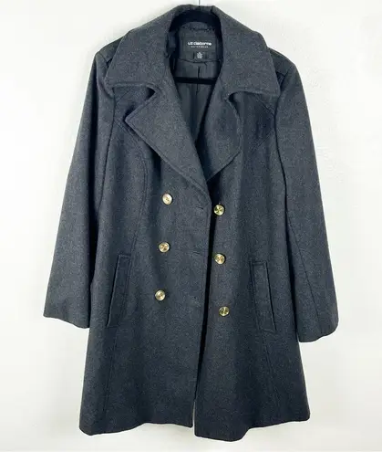 Liz Claiborne Gray Wool Blend Lined Double Breasted Trench Winter Coat Size XL 50 From Mackeye
