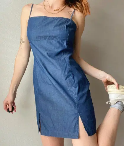 Calvin Klein Jeans Vintage 90s/Y2K  Denim Slitted Mini Babydoll Dress