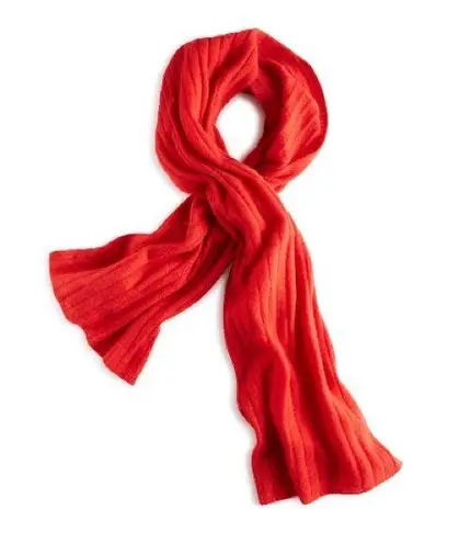Charter Club Luxury 100% Cashmere Ribbed Scarf in Calypso Red New w/Tag $108.50