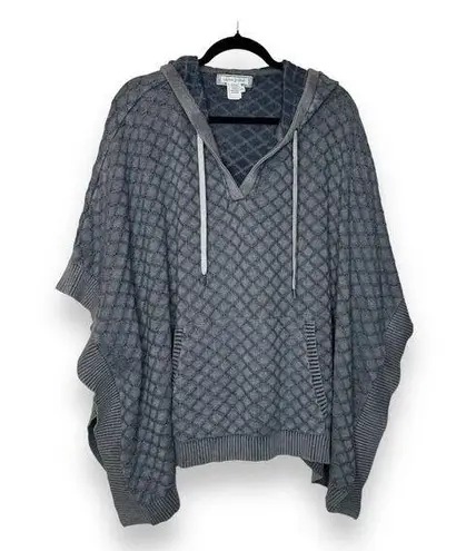 Carbon 2 Cobalt Long Sleeve Portico Poncho Sweater Hood Gray Blue Knit L/XL Size L
