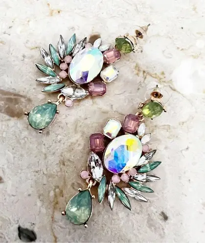 Dynasty Aurora Borealis Crystal Cluster Earrings Pink