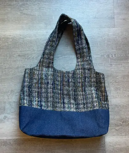 Anna Sui Tinsel Tweed And Denim Tote