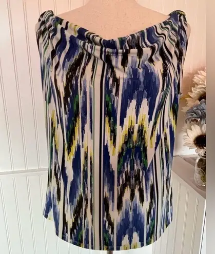 Ellen Tracy Multicolored Sleeveless Cowl Neck Top