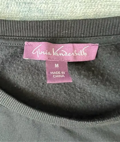 Gloria Vanderbilt Black Floral Lace Shoulder Sweater Medium