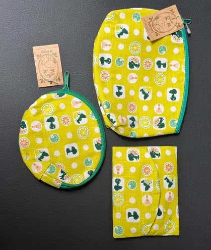 snoopy peanuts traditional japanese mini pouch bag set Yellow