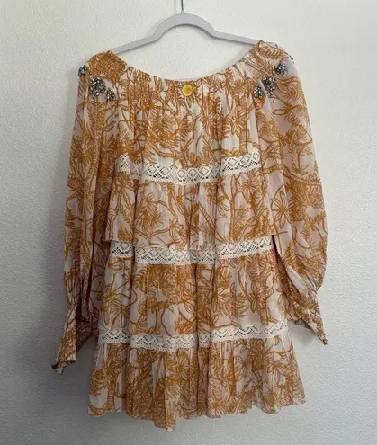 Las Noches Ibiza by Eric and Jack Tiered Long Sleeve Mini Dress Small White