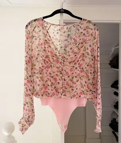 Cami NYC The Hope Floral Silk Bodysuit in Geranium