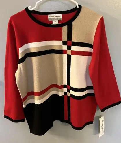 Alfred Dunner Womens Petite Colorblock Beaded Sweater Size PXL NWT
