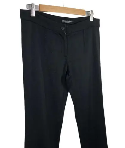 Dolce & Gabbana Shiny Viscose Black Crop Trouser Pants Straight Leg SZ 44 USA 8