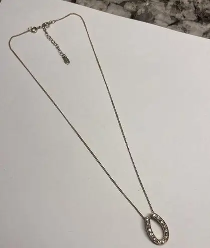 Monet Signed Gold Tone Necklace Rhinestone Horseshoe Shape? With ExtensionChain