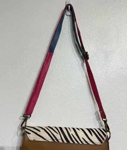 Pink Zebra Leather Crossbody Purse