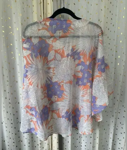 Handmade Floral Sheer Poncho Batwing Swim Cover Up Blouse One Size Size undefined