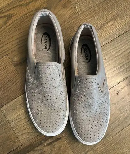 Soda  Slip on shoes.   Size Women’s 8 GUC worn twice.   Grey in color.