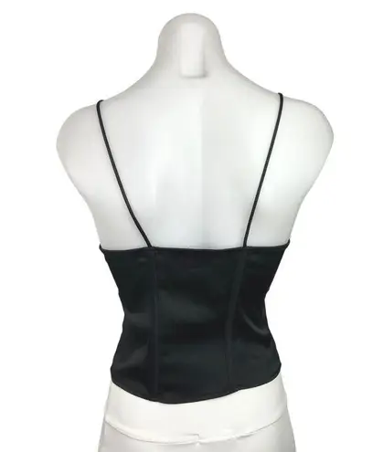 ZARA  Black Lace Satin Lace-Up Sleeveless V-neck Spaghetti Strap Corset Top XS