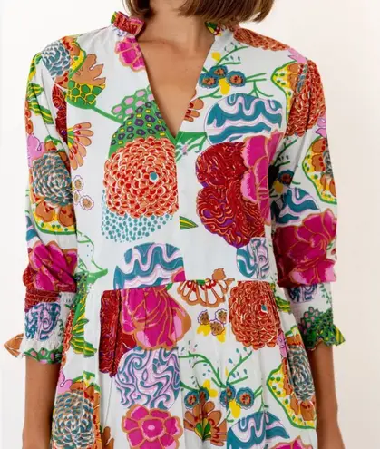 Charlee Alexis Dress Hydrangea Floral Large White