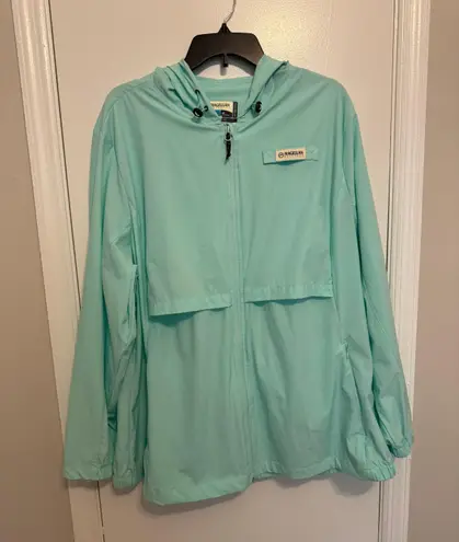 Magellan Fish Gear Women's 2X Jacket Windbreaker Mint Green Zip Up W/ Hood.