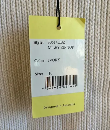 Bardot REVOLVE Sweater Miley Zip Top in Ivory Sleeveless Sz S NWT
