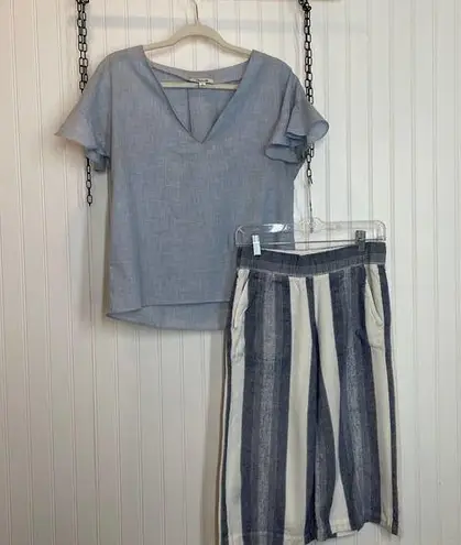 Madewell  & Cloth & Stone Wide Leg Cropped Pants & Sundrift Ruffle Top Size S