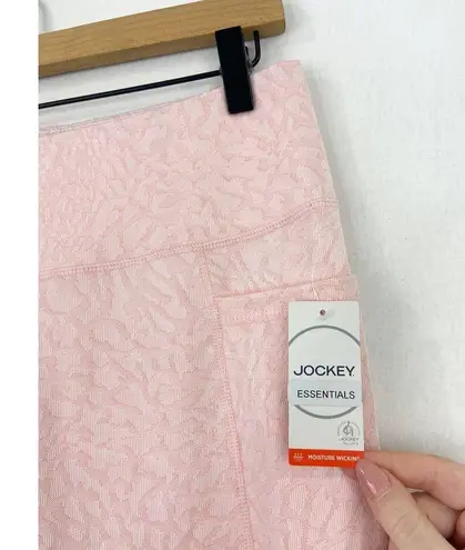 NEW Jockey Pink Cheetah Leopard Jacquard Print Pocket Leggings 7/8 length Medium