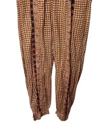 Doen Goa Jumpsuit Women’s Size Medium Clay Block Print Cotton 70s Boho Missing B Orange