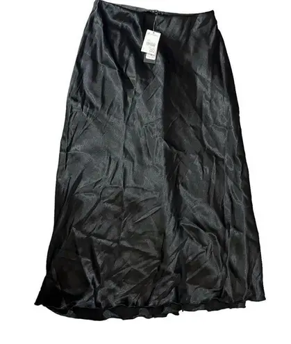 Tiana B NWT .  Women's Black Satin Midi Skirt Size Small