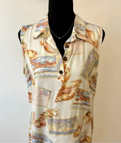 Caribbean Joe Sleeveless Shirtdress Size Large