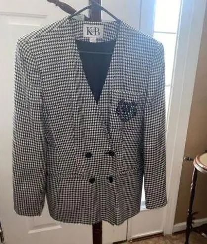 Women's KB for Stella Louise Houndstooth Blazer Size 14 Black/White Black