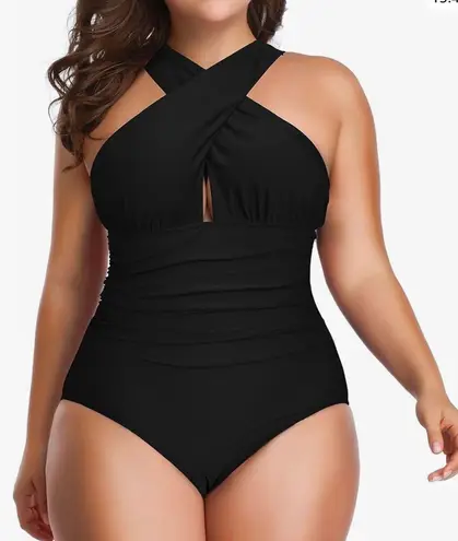 You Dian Women's Swimsuits One Piece Tummy Control Front Cross Backless Swimsuit