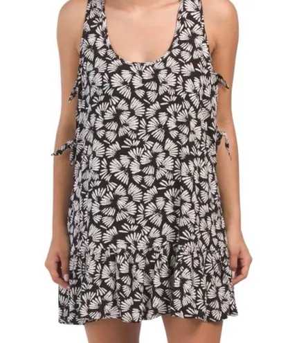 Monteau Black & White Floral Smocked Waist Midi Dress