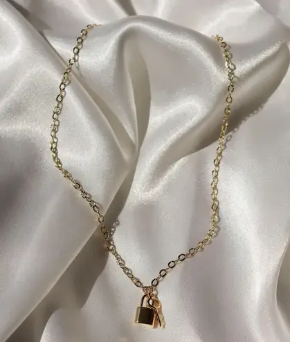 Dainty Gold Mini Lock And Key Choker 14 Inches 2 Inch Adjuster