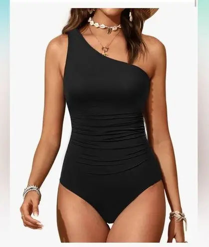 Daci One Shoulder One Piece Bathing Suit Full Coverage Black Women’s Size XXL