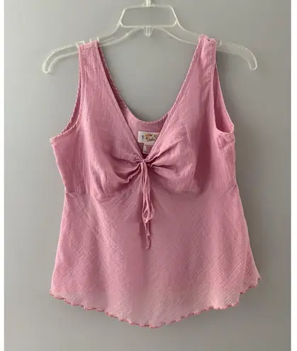 Jams World Voile Babydoll Tank Top Size S Pink Lightweight Fairy Beach Sheer