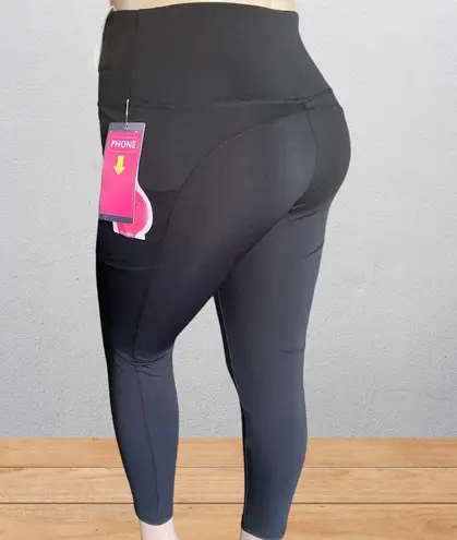 Plus size Black leggings with phone pockets body sculpting
