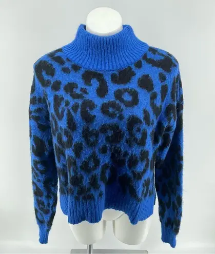 Sweaty Betty  Women’s Jacquard Electric Blue Leopard Print Mohair Sweater Small