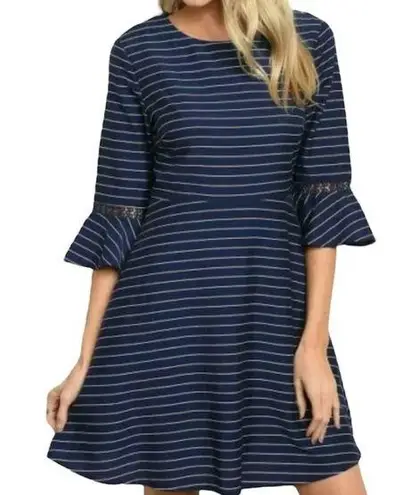 Gilli Womens size small navy and white striped swing dress with pockets …