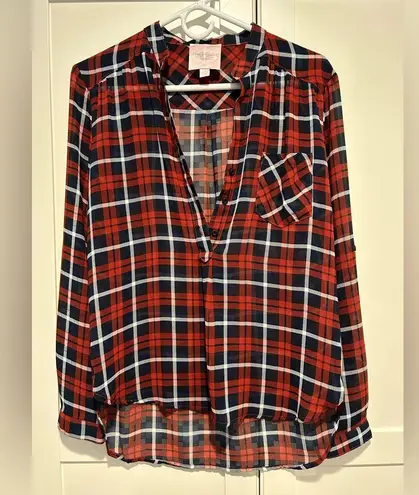 Romeo + Juliet Couture  Sheer Plaid Tunic