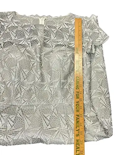 David Meister Silver Geo Illusion Lace Overlay Sheath Party Dress 6 Wedding FLAW