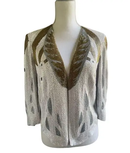 Haute Hippie (Serena Gossip Girl) Beaded Blazer Tan/ Gold XS Evening Jacket