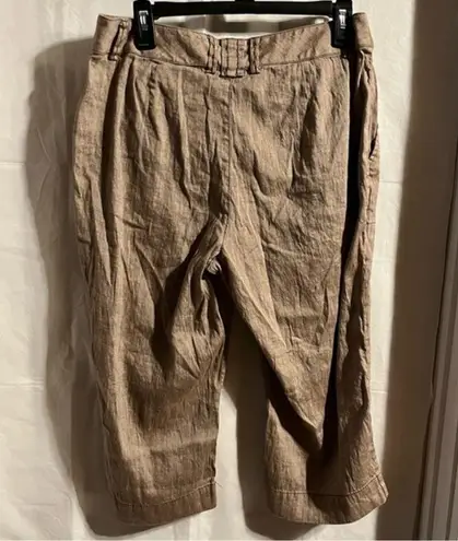Coldwater Creek Women’s 12P Linen Cotton Blend Cropped Wide Leg Pant Brown Color