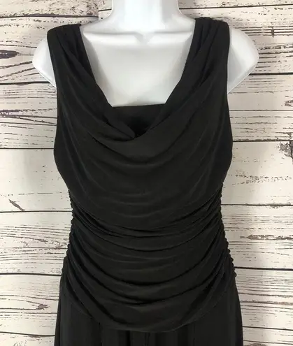 R & M Richards Dressy Cowl neck sleeveless wide legged jumpsuit in black size 6
