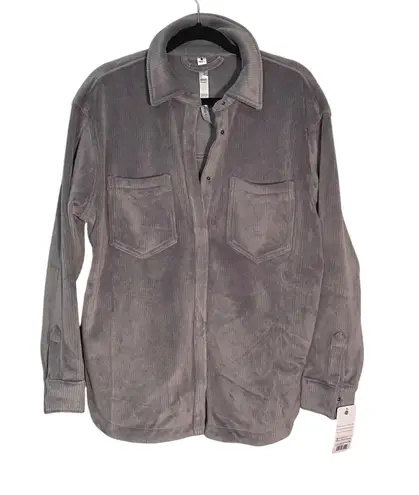 Apana Women's Corduroy Long Sleeve Snap Down Shirt Jacket - Shacket Medium Gray