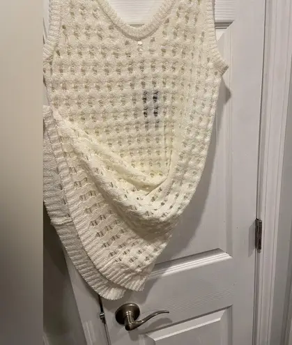 NWT Uncharted Threads Size XL Cream Stretchy Knit Crochet Terry Cover Up Dress White