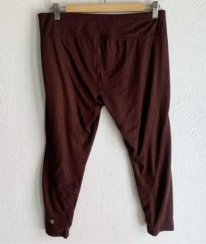 Sweaty Betty  All Day Leggings 7/8 Emboss Maroon Red XL