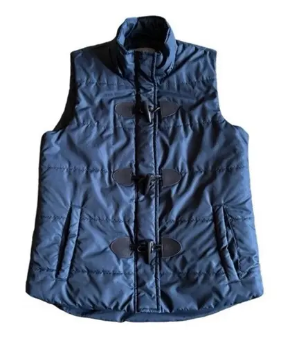 Bagatelle Quilted Vest Navy Size Small Toggles Zip Snap Button Cabin Lodge Fall