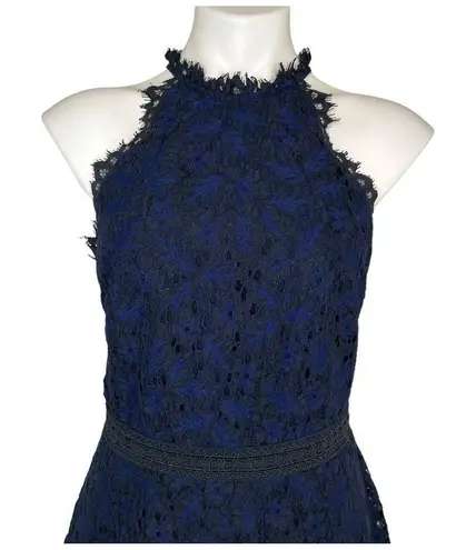 New WHISTLES Halter Neck Talie Dress Blue Black Lace Size 8 US / 40 EU ($399)