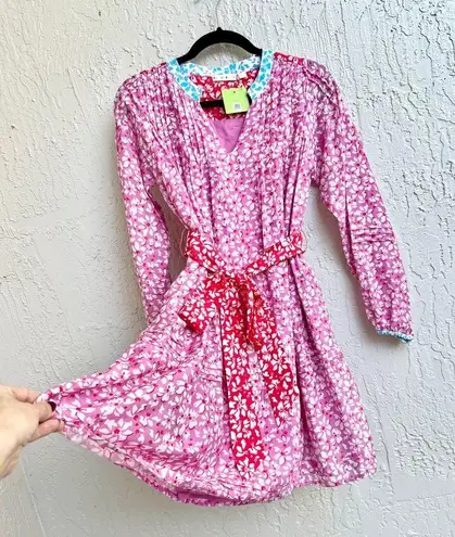 Roller Rabbit Vinca Nydia Cotton Blend Floral Print Mini Dress Pink Womens XXS