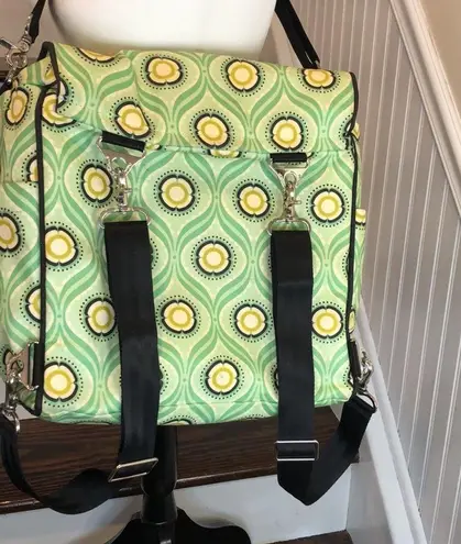 PETUNIA PICKLE BOTTOM Green Yellow Floral Backpack Adjust Crossbody Baby Bag
